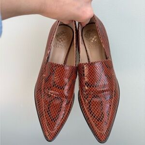 Vince Camuto Tan Snakeskin Loafers